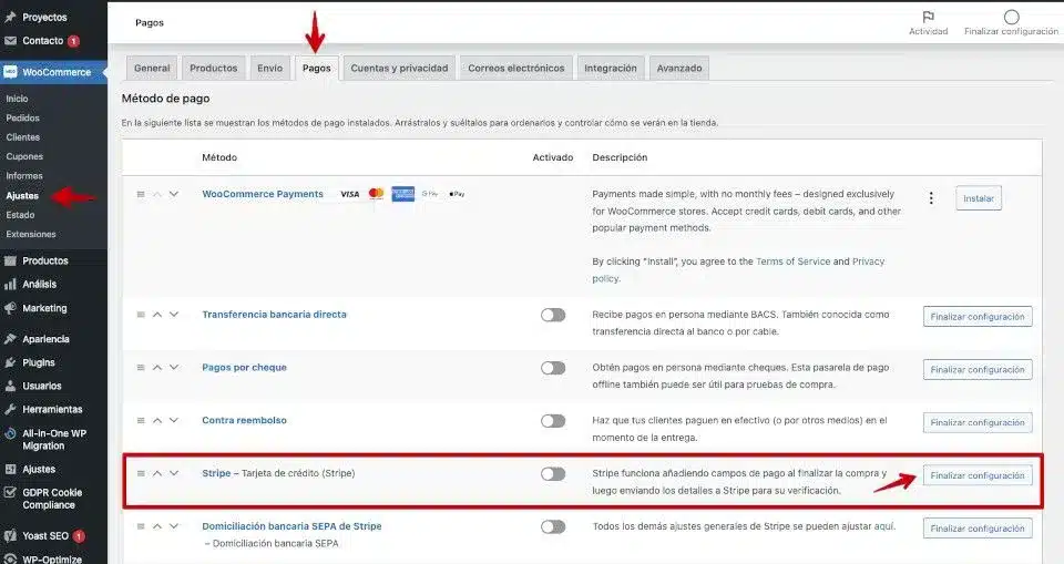 Finaliza la configuración de Stripe en WooCommerce