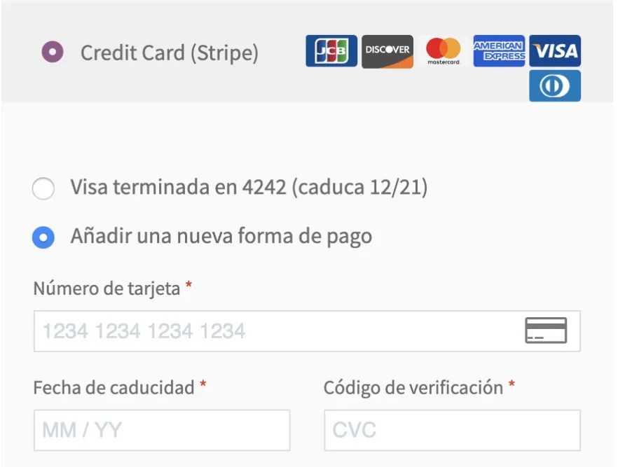 Pagar con Stripe en WooCommerce